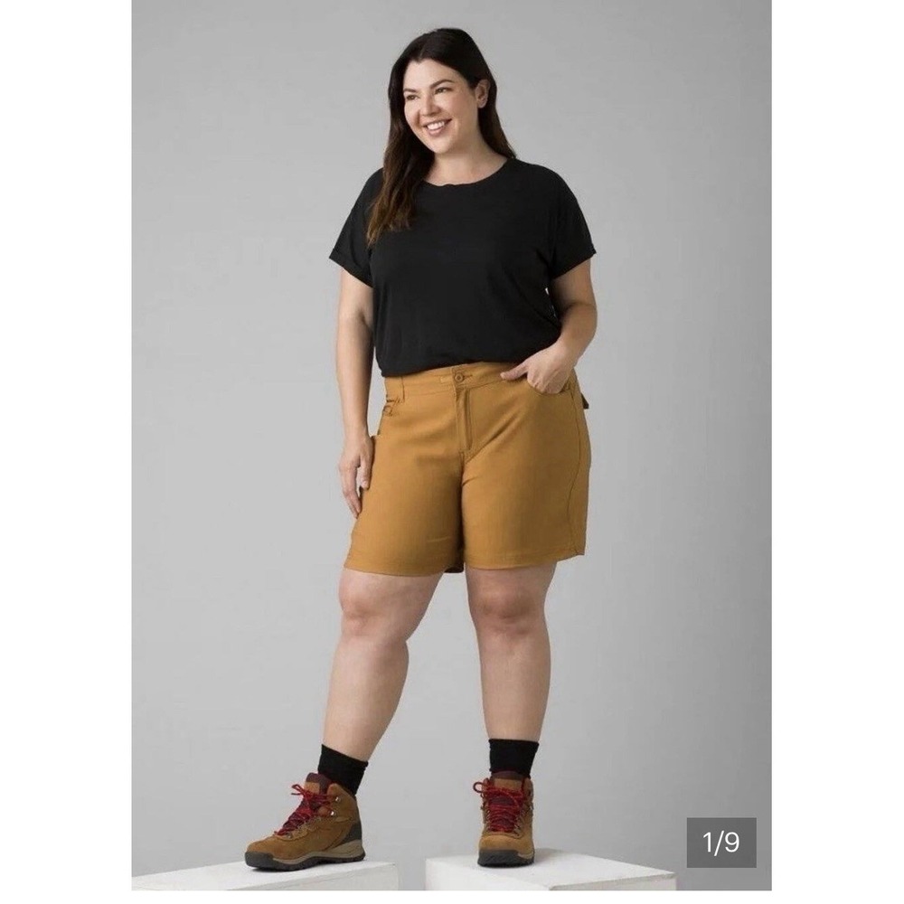 prAna Halle Short Plus II Earthbound Brown Hiking‎ Shorts 18W Inseam 7  NWT